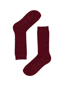 Long Dark Red Glitter - Socks