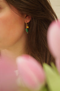 Green Heart Splash - Earrings
