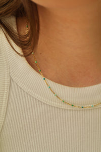 Multi Green & Blue Dots - Necklace