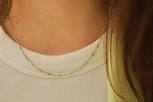 Multi Green & Blue Dots - Necklace