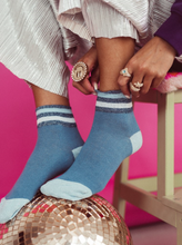Load image into Gallery viewer, Blue Glitter Stripes - Socks
