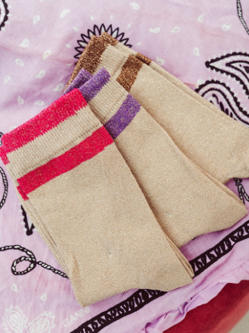 Lila Stripes Glitter - Socks