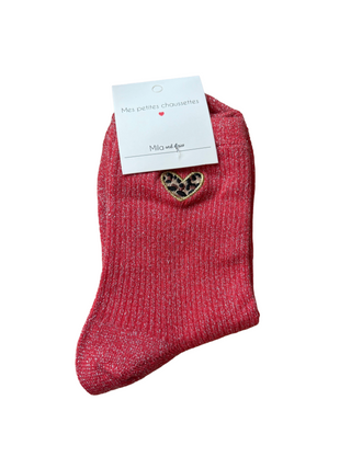 Red Leopard Heart - Socks