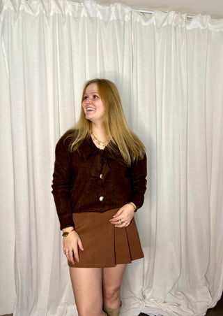 Rusty Brown Pleated - Skirt