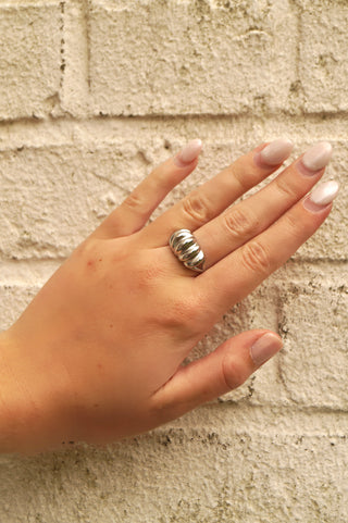Silver Chunky Croissant - Ring