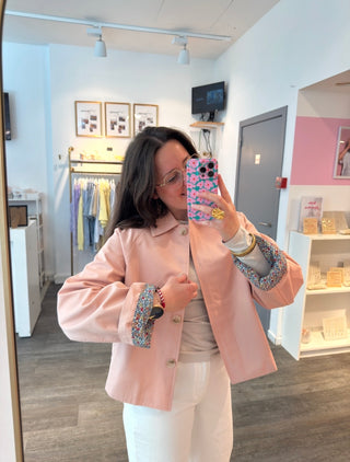 Pink Flower Trenchcoat - Jacket
