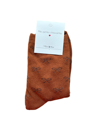 Rusty Orange Glittery Bows - Socks