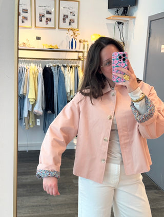 Pink Flower Trenchcoat - Jacket