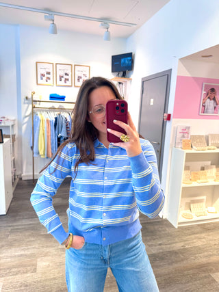 Blue & Yellow Justine Stripes - Polo