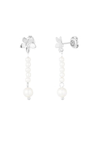 Silver Flower Pearls - Earrings