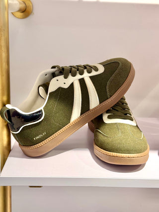 Green & White Striped Sneakers - Shoes