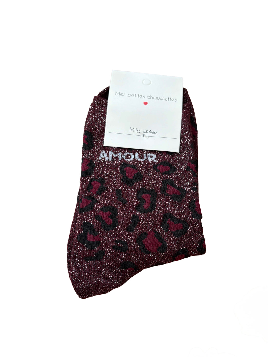 Burgundy Leopard Amour - Socks