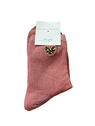 Rose Gold Leopard Heart - Socks