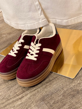 Burgundy Platform Sneakers - Shoes