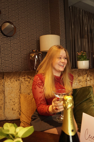 Elegant Red Flower Lace - Longsleeve