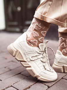 Beige Hearts - Socks