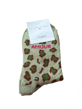 Green Leopard Amour - Socks