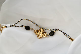 Black Flower Cord (2 in 1) - Bracelet