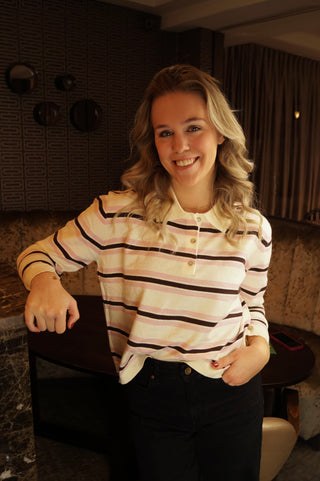 Brown, White & Pink Emily - Polo