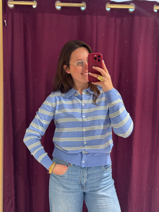 Blue & Yellow Justine Stripes - Polo
