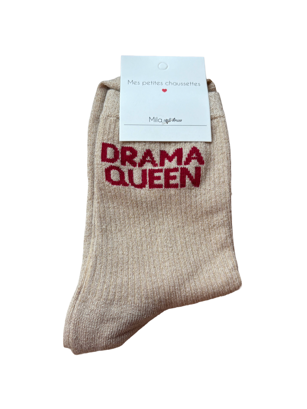 Beige & Red Drama Queen - Socks