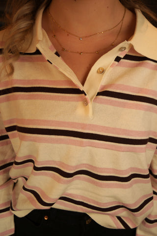 Brown, White & Pink Emily - Polo