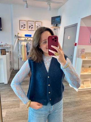 Blue Flower Lace - Blouse