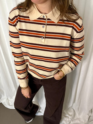 Orange, Beige & Brown Striped - Polo