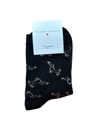 Black Glittery Dachshund - Socks