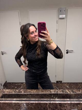 Elegant Black Flower Lace - Longsleeve