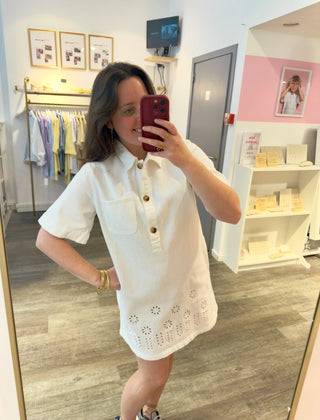 White Broderie Jeans - Dress