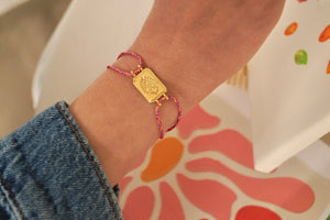 Pink Heart Cord - Bracelet