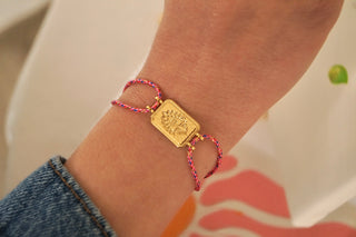 Pink Heart Cord - Bracelet