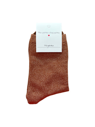 Rusty Orange & Gold Glitter - Socks