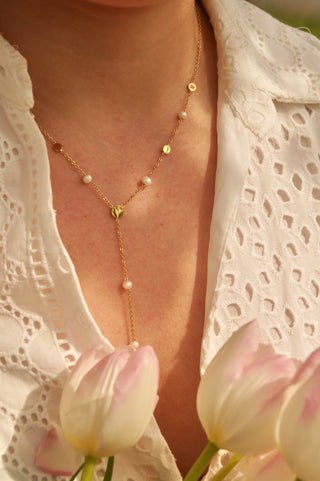 Y Pearl Circles - Necklace