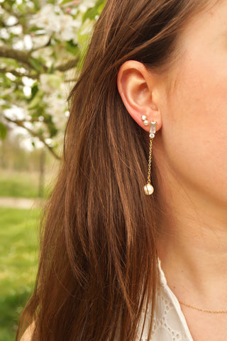 Double Diamond Pearl - Earrings