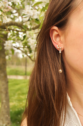 Double Diamond Pearl - Earrings