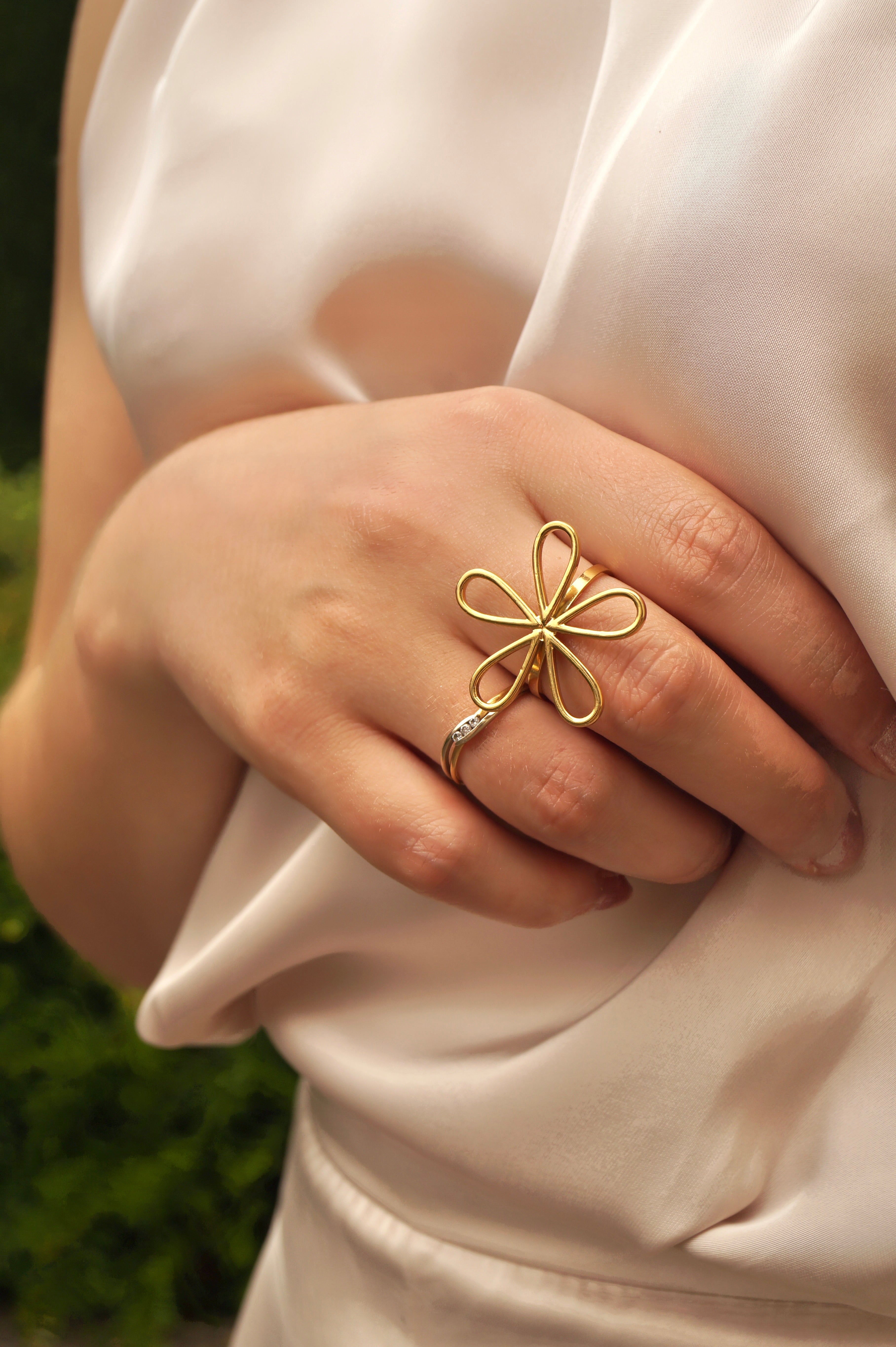 Big Flower Flower Rings Cheap Big Flower Ring Gold Plated