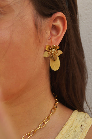 Yellow Laurine Flowers - Earrings