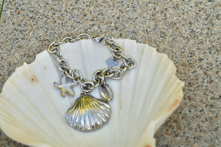 Chunky Silver Shell Chain - Bracelet