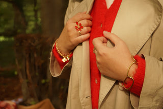 Red Double Flower - Ring