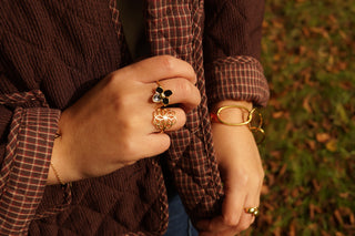 Black Marilou Flower - Ring