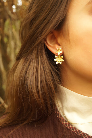 Double Hanging Flowers - Earrings