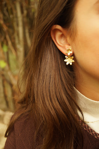 Double Hanging Flowers - Earrings
