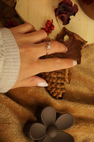Silver Flower Curl - Ring
