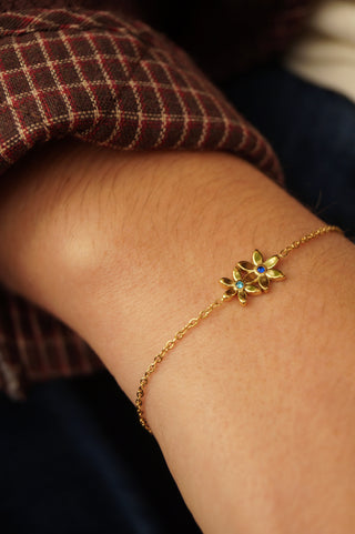 Double Blue Flowers - Bracelet