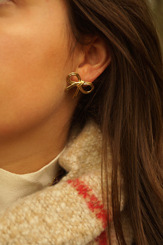 Double Striped Bow - Earrings