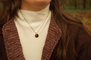 Double Black Coin - Necklace