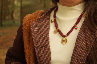 Red Fall Scarf - Necklace