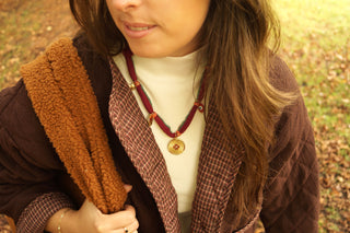 Red Fall Scarf - Necklace